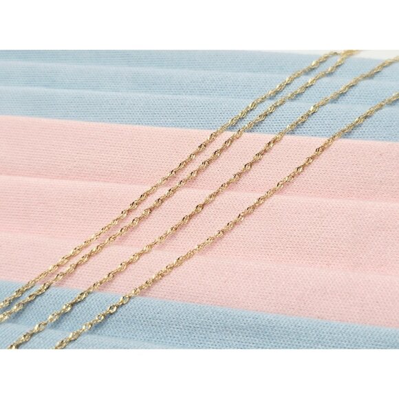 Unique 14K Solid Yellow Gold Designer Singapore Twist Chain Necklace - 20.50" L - Picture 2 of 15